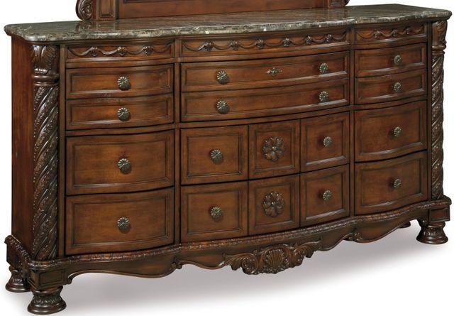 Millennium® by Ashley® North Shore 3-Piece Dark Brown Queen Sleigh Bed Set-2