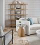 Universal Explore Home™ Nomad Riverine Marble Top Accent Table with Tech Oak Base -1