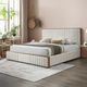 ACME Furniture Kaleea Beige/Walnut Eastern King Upholstered Panel Bed-1