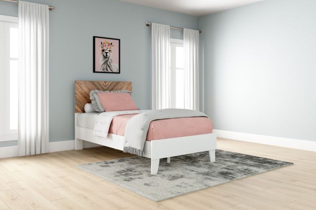 Signature Design by Ashley® Piperton Matte White Twin Panel Platform Bed-3
