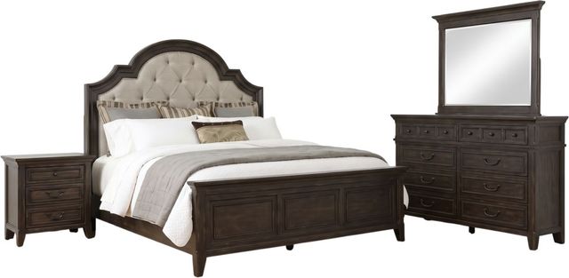Liberty Furniture Paradise Valley 4-Piece Flax Tweed/Saddle Brown King Upholstered Panel Bedroom Set-0