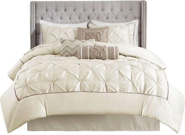 Olliix by Madison Park Laurel 7 Piece Ivory Full Tufted Comforter Set-0