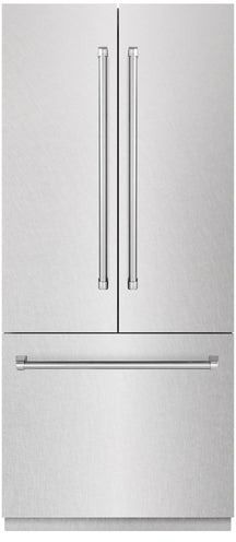 ZLINE 36 in. 19.6 Cu. Ft. Satin Stainless Steel Built In French Door Refrigerator with Graphite Gray Interior
