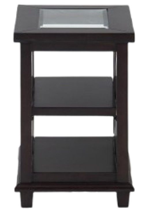 Jofran Inc. Panama Glass Top Chairside Table with Brown Base-2