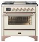 Ilve® Majestic III 36" Antique White Pro Style Dual Fuel Liquid Propane Range with Triple Glass Door and Copper Trim-0