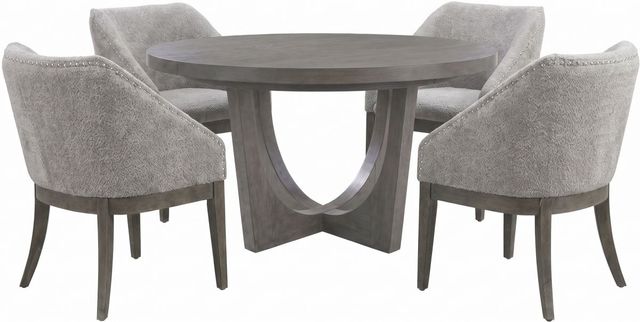Liberty Furniture Cascade Falls 5-Piece Gray Mist/Satin Espresso Pedestal Dining Set-0