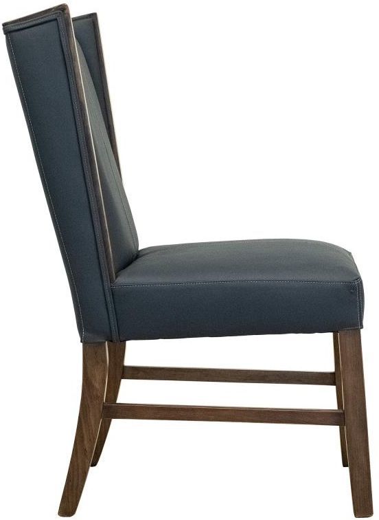 International Furniture Direct Forge Blue/Chocolate Brown Leather Dining Side Chair-2