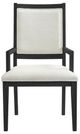 Elements International Versailles Contemporary Black/White Dining Arm Chair-1