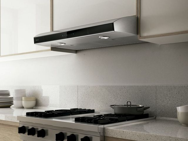 Elica Techne Series Aria 30" Stainless Steel Under Cabinet Range Hood with Black Glass Trim-1