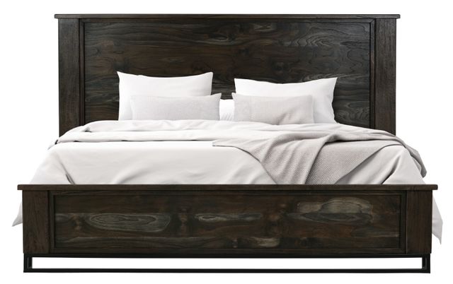 International Furniture Direct Dark Teak Black Eastern King Panel Bed-0