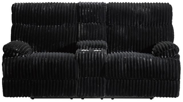 Elements International Admiral Black Power Motion Loveseat with Console-3