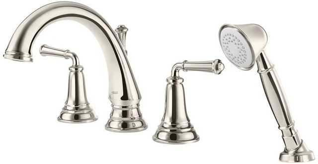 American Standard Delancey® Polished Nickel Roman Tub Filler with Lever Handles and Personal Shower-1
