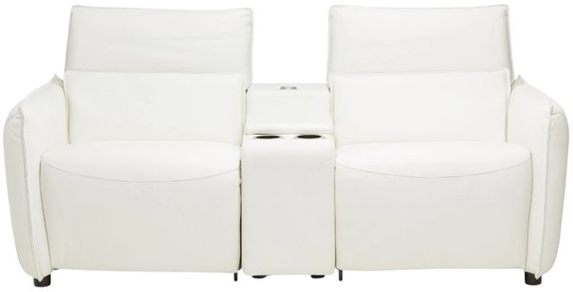 Michael Amini® Mia Bella 3-Piece Snow White Leather Power Reclining Sectional with Storage Console-1