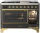 Ilve® Majestic III 48" Graphite Matte Pro Style Dual Fuel Natural Gas Range with Triple Glass Door and Brass Trim-1
