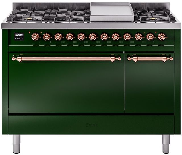 Ilve® Nostalgie II Series 48" Emerald Green Pro Style Dual Fuel Range-0