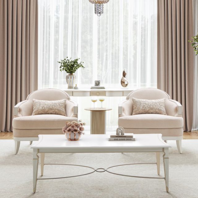 Michael Amini® La Marisia Glass Top Chairside Table with Creamy Pearl Base-1