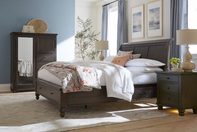 aspenhome® Cambridge Cracked Pepper King Storage Sleigh Bed-3