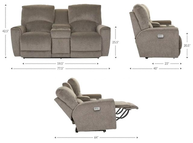 La-Z-Boy®  Cassian Powder Power Reclining Loveseat with Console, Headrest, and Lumbar-2