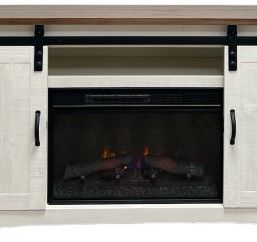 Million Dollar Frosted White Entertatinment Center with Heater-1