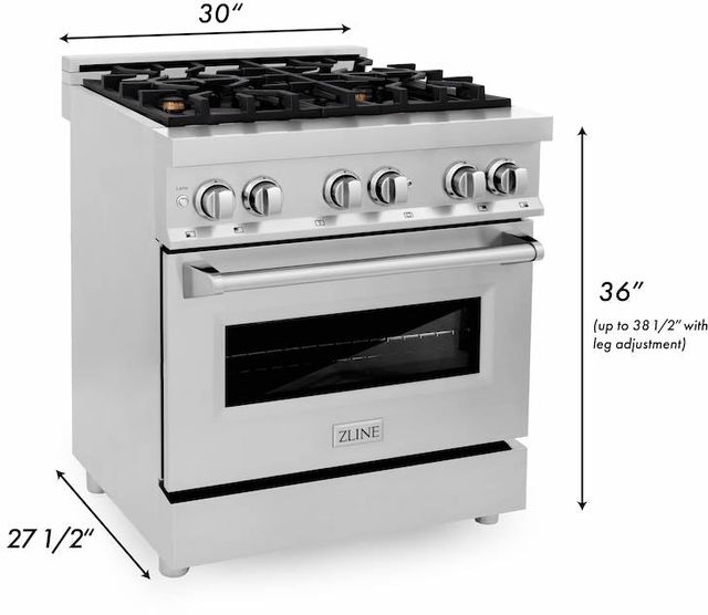 ZLINE 30" Stainless Steel Pro Style Dual Fuel Range-3
