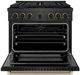 ZLINE Paramount 36" 5.2 cu. ft. Black Satin Stainless Steel Paramount Dual Fuel Range with 6 Brass Burners Gas Cooktop and Electric Convection Oven with Champagne Bronze Accent-3