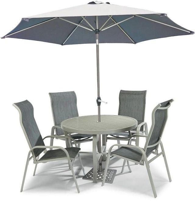 Homestyles® Captiva 5-Piece Gray Outdoor Dining Set with Umbrella-0