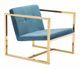 Zuo® Alt Blue and Gold Arm Chair-0