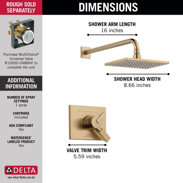 Delta Vero® Champagne Bronze Monitor® 17 Series Brass Shower Trim-4