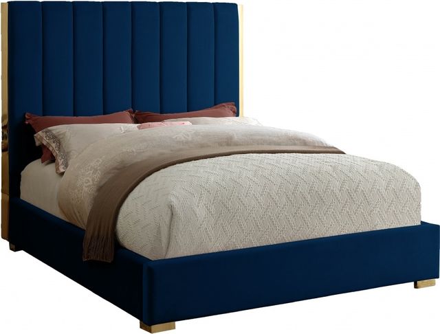 Meridian Furniture Becca Navy Velvet King Bed-0