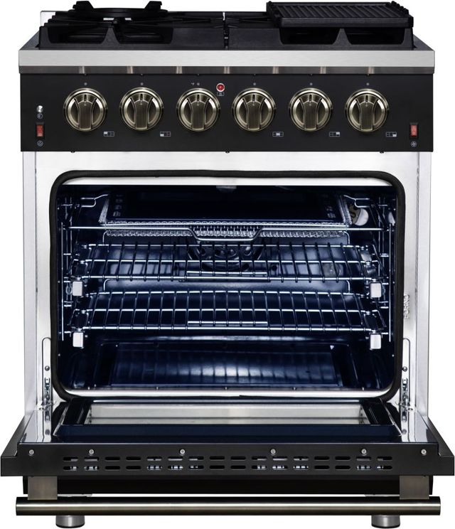 FORNO® Massimo Series Alta Qualita 30" Black Pro Style Gas Range-1
