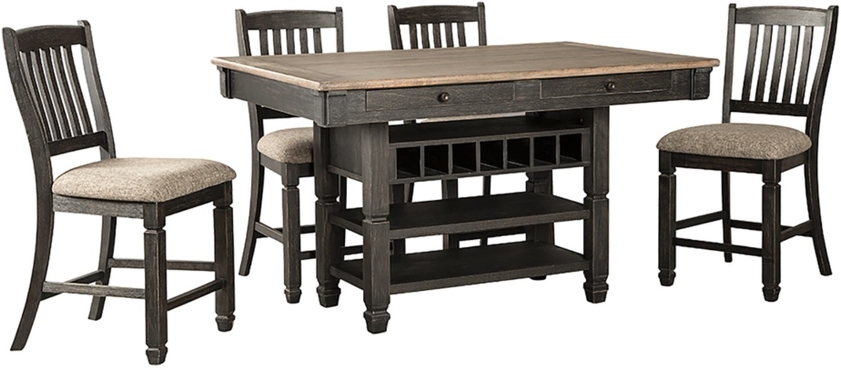 Signature Design by Ashley Tyler Creek 5 Piece Black Gray Counter Height Dining Set LaFevers Furniture Sand Springs OK