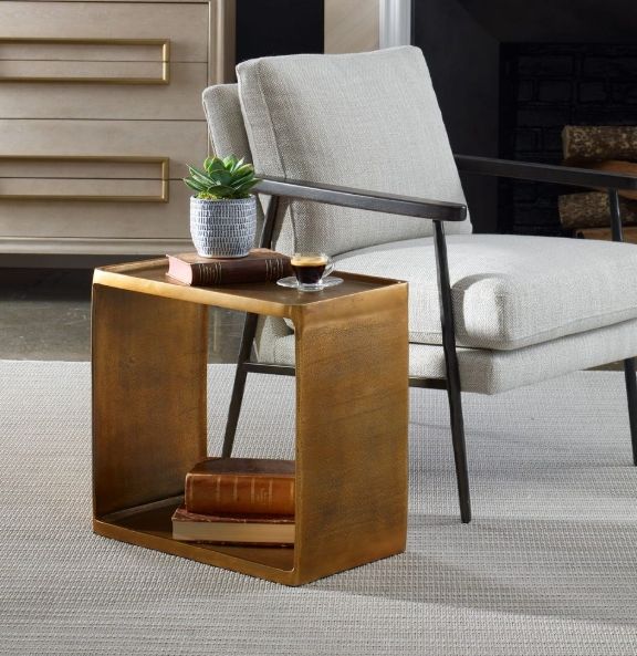 Uttermost® Braven Derwent Antique Brass Side Table-1
