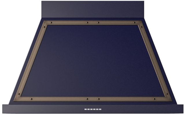 Ilve® Nostalgie II Noblesse 40" Midnight Blue Wall Mounted Range Hood with Burnished Trim-0