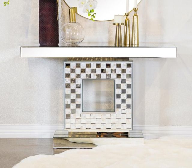Coaster® Claire Mother of Pearl Console Table with Silver Base-1