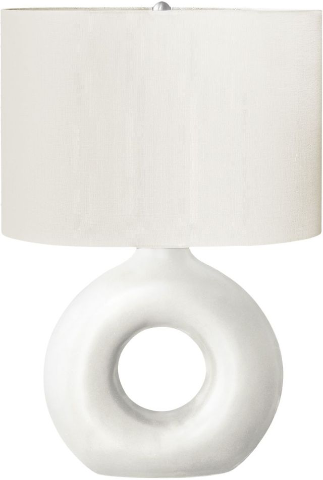 Monarch Specialties Inc. White Ceramic Table Lamp with Ivory Shade-0