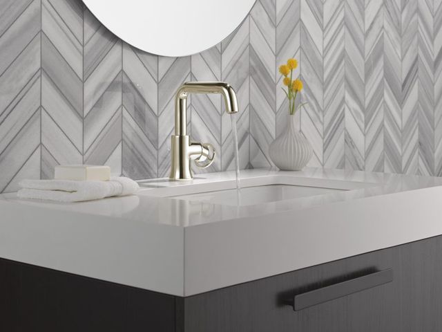 Delta Trinsic® Polished Nickel Single Handle Wheel Bathroom Faucet-1