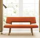 Armen Living Channell Orange/Walnut Upholstered Dining Bench-5