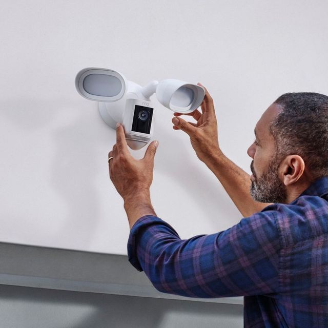 ring White Floodlight Camera Wired Pro-1