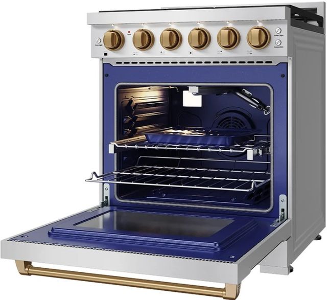Thor Kitchen Gordon Ramsay Collection 30" Stainless Steel Pro Style Liquid Propane Range with Precision Knob Control in Bronze Trim-4