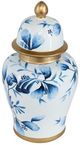 A & B Home Blue/White Ginger Jar-0