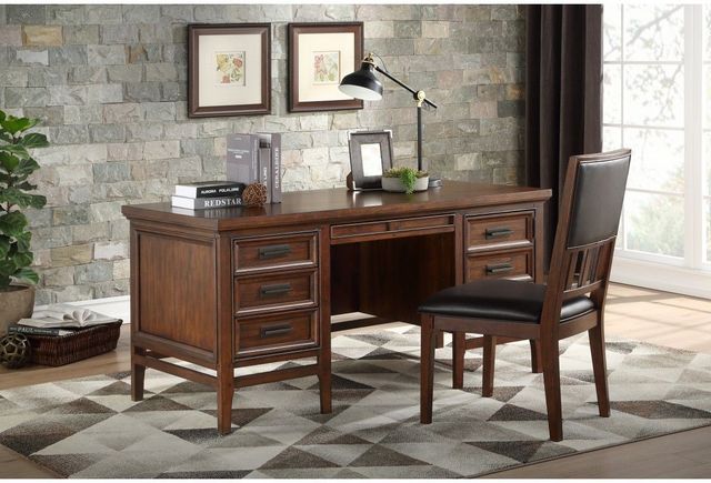 Mazin Furniture Frazier Park Brown Cherry Executive Desk-2