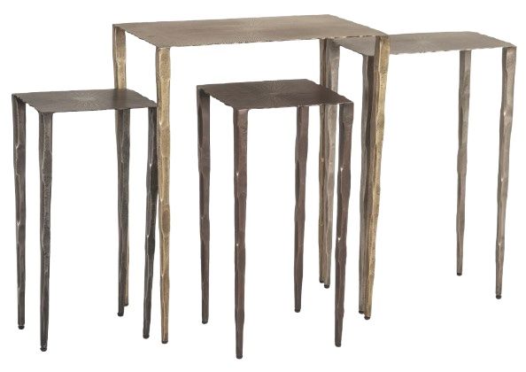 Home Trends & Design Reno Gray Septarian Acid Etched Nesting Side Tables-0