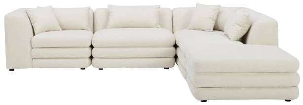 Moe's Home Collection Lowtide 5-Piece Warm White Sectional with Ottoman-1
