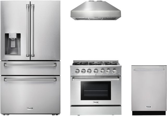 Thor Kitchen® 4 Piece Stainless Steel Gas Kitchen Package-0