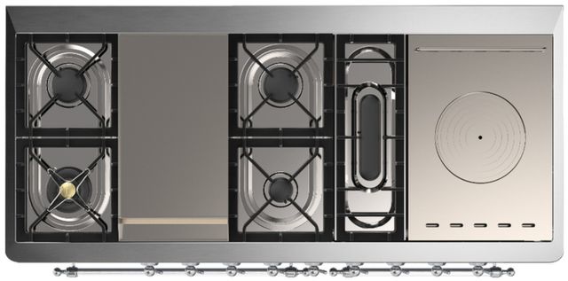 Ilve® Majestic III 60" Midnight Blue Pro Style Dual Fuel Liquid Propane Range with French Top and Chrome Trim-3