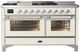 Ilve® Majestic III 60" Antique White Pro Style Dual Fuel Liquid Propane Range with French Top and Chrome Trim-0