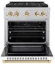 ZLINE Autograph Edition Paramount 30" 4.2 Cu. Ft. Satin Stainless Steel Gas Range with 4 Burner DuoPro™ Cooktop, Convection Gas Oven, White Matte Door and Polished Gold Accents-1