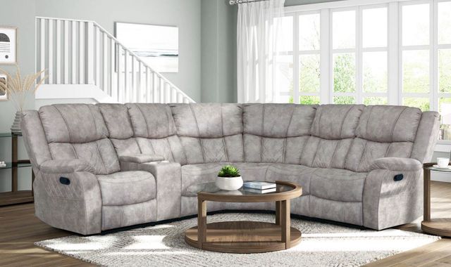 Albany Industries 3-Piece Lux Pewter Manual Reclining Sectional -1