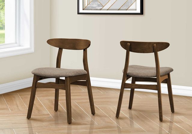Monarch Specialties Inc. 2-Piece Dark Walnut/Beige 32" Upholstered Dining  Side Chairs Set-2