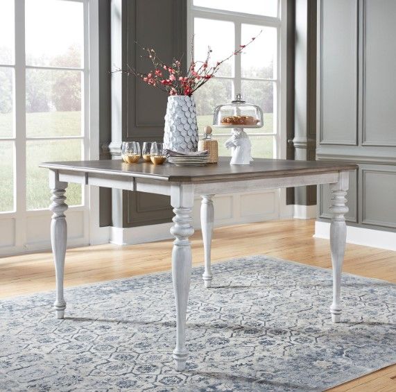 Liberty Furniture Ocean Isle Weathered Pine Gathering Table with Antique White Base-2